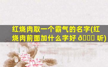 红烧肉取一个霸气的名字(红烧肉前面加什么字好 🍁 听)